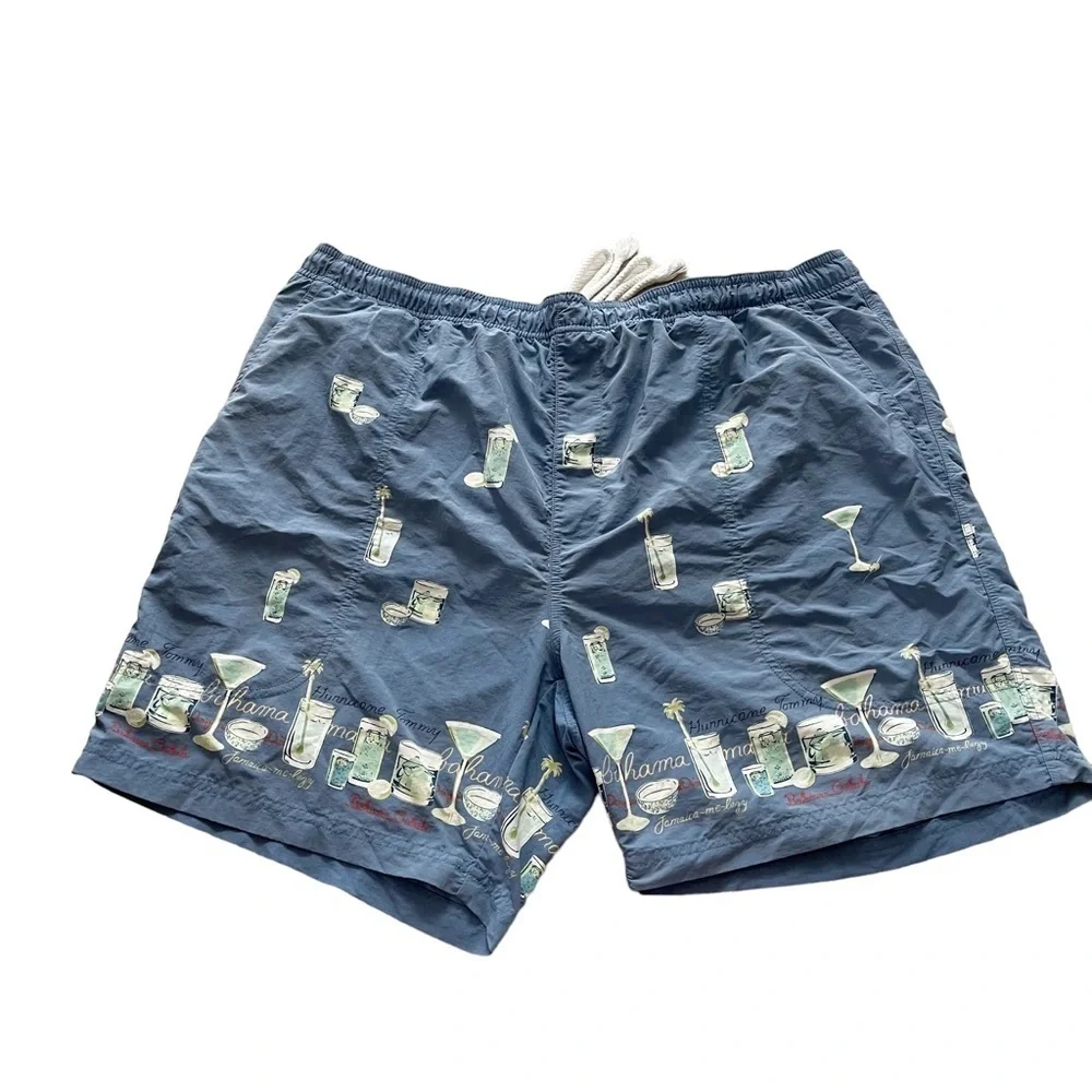 Tommy Bahama Men’s Swim Trunk Shorts Lined Drawstring HulaGirl Cocktails Sz XL